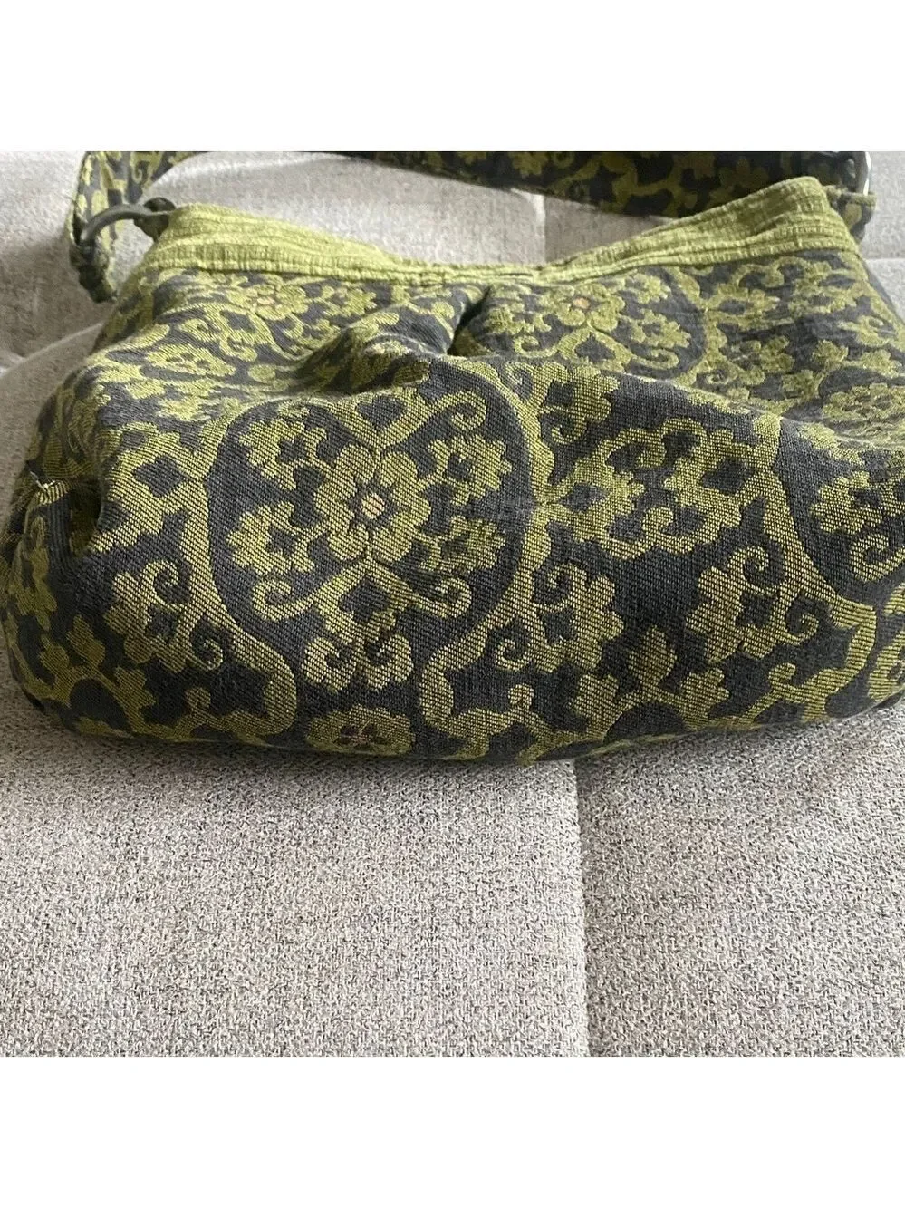 Madison Olive Gray Patterned Hobo Bag Boho Chic Slouchy Shoulder Bag